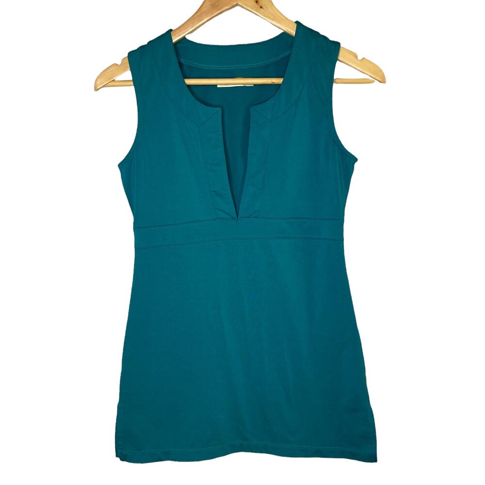 Lucy Activewear Teal Split Neckline Sleeveless Workout Top Size XS